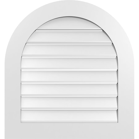 Ekena Millwork Round Top Surface Mount PVC Gable Vent: Functional, w/ 3-1/2"W x 1"P Standard Frame, 28"W x 30"H GVPRT28X3001SF